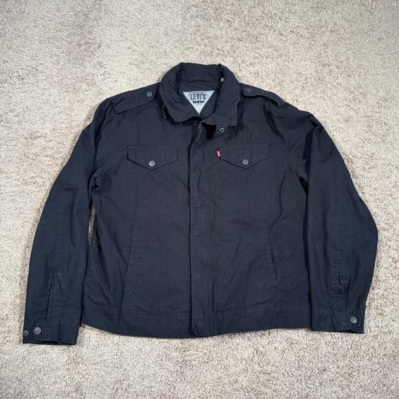 Levi Strauss Hooded Military Jacket Men XL Black - Picture 1 of 10